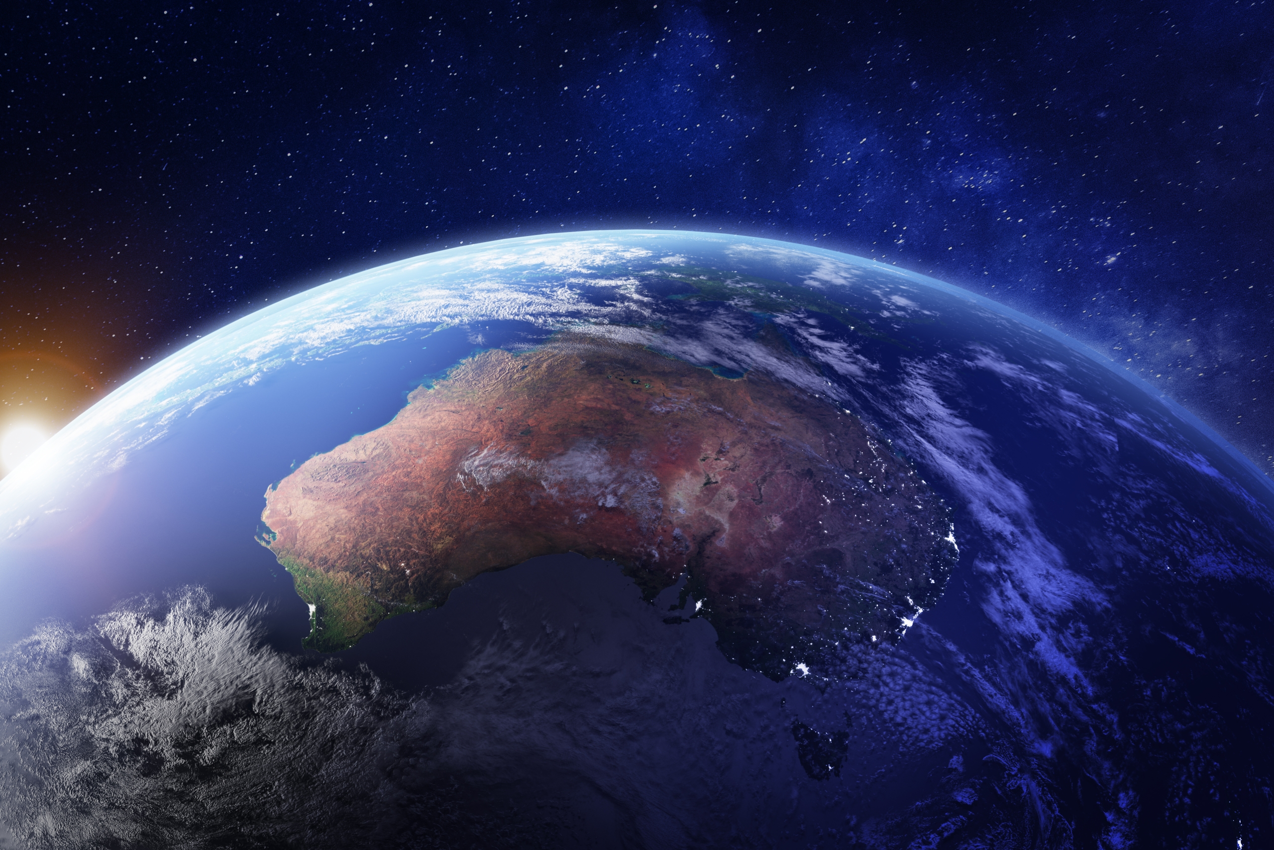 Australia,From,Space,At,Night,With,City,Lights,Of,Sydney,